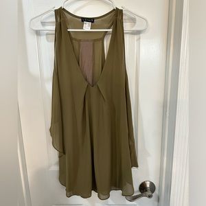 Venus XL Olive green racer back blouse tank underneath stretchy flowy overlay